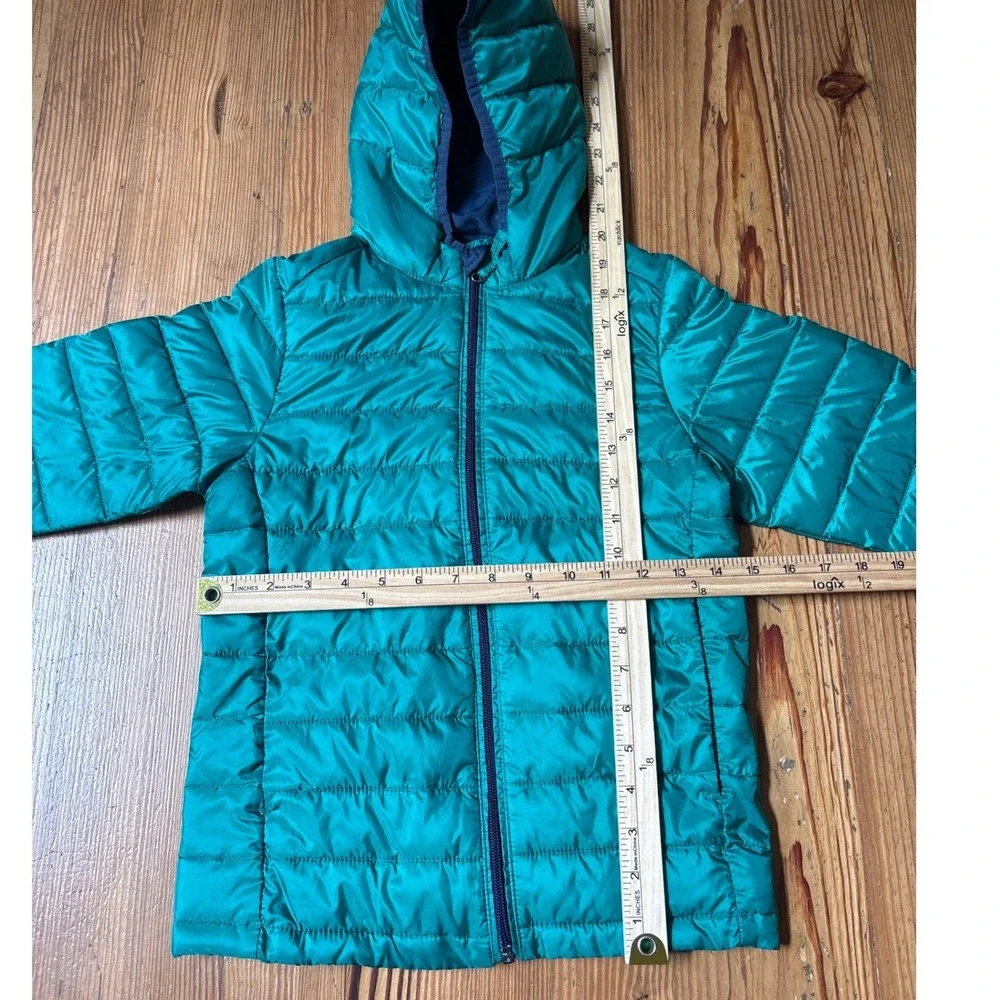Amazon Essentials Puffer Jacket Boys Teal Blue Quilted Hooded SIZE S